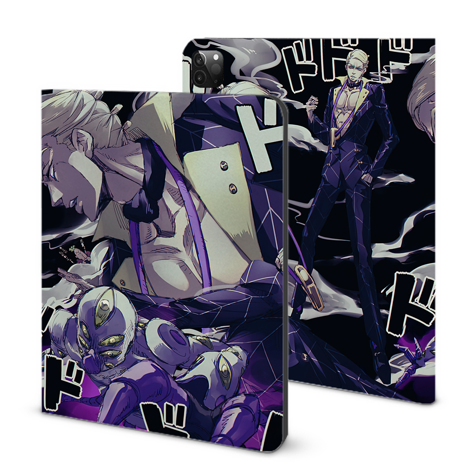 （画像用） ジョジョの奇妙な冒険 JoJo's Bizarre Adventure IPadケース ペンホルダー付き ブックスタイルデザイン